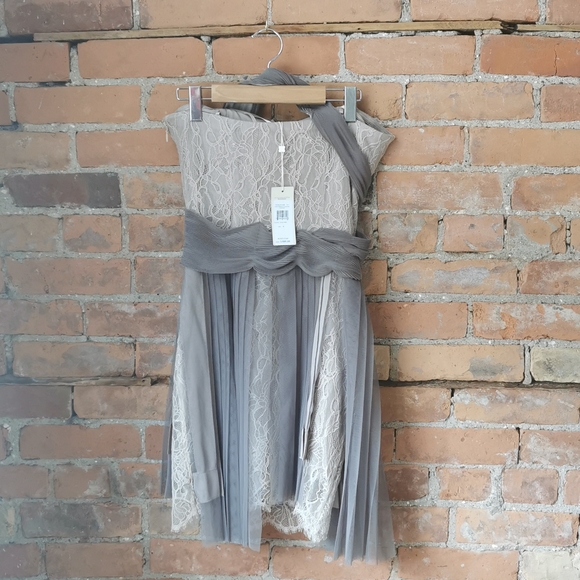 BCBG RUNWAY Limited Edition Lace Dress with Pleated Contrast - Picture 3 of 5